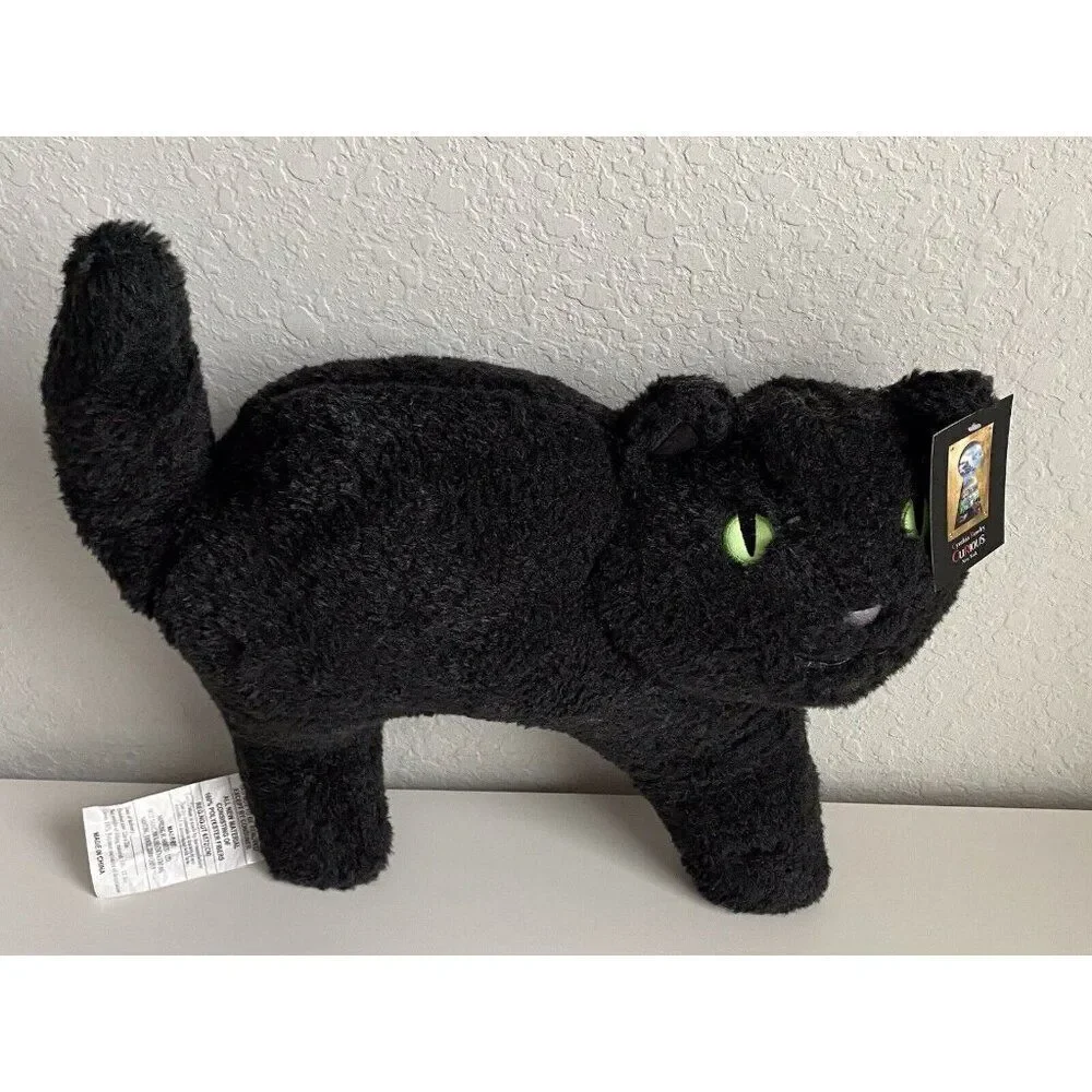 Cynthia Rowley Black CAT Shaped Pillow  Halloween GLOW IN THE DARK EYES Soft NEW